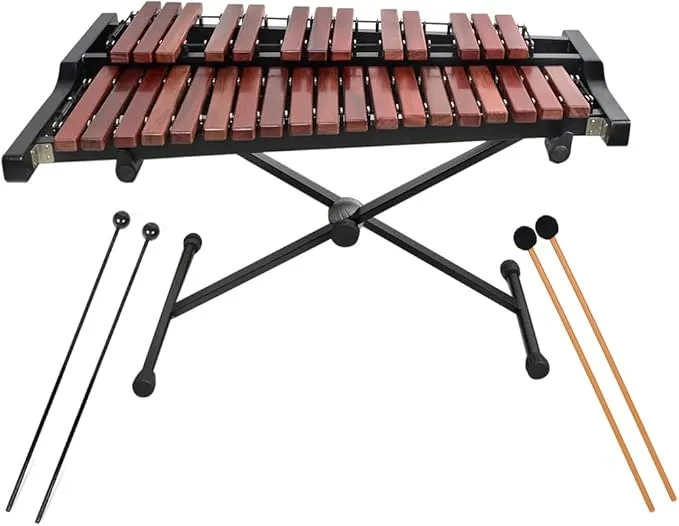 32 Note Xylophone Professional Wooden Glockenspiel Xylophone with Mallet and Adjustable Stand