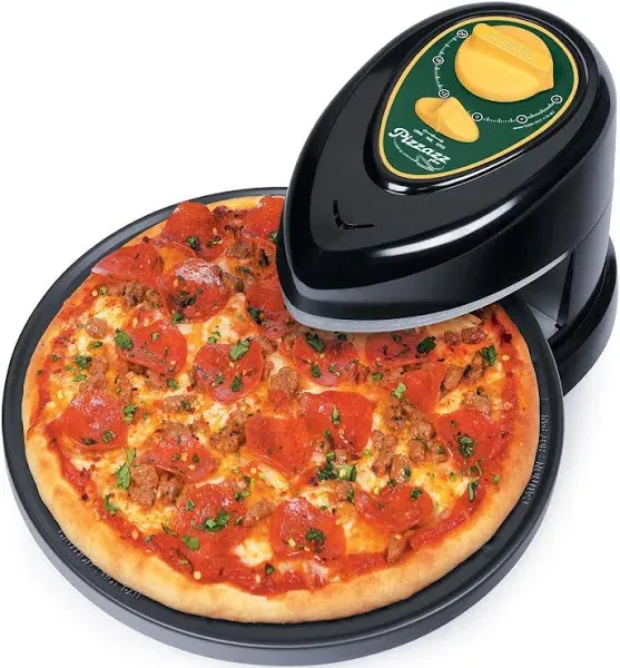 Presto 03434 Pizzaz Plus Rotating Oven - 12-Inch, Countertop Pizza Oven, Nonstick Tray, Top and Bottom Heating Elements, Easy to Clean, Green/Gold