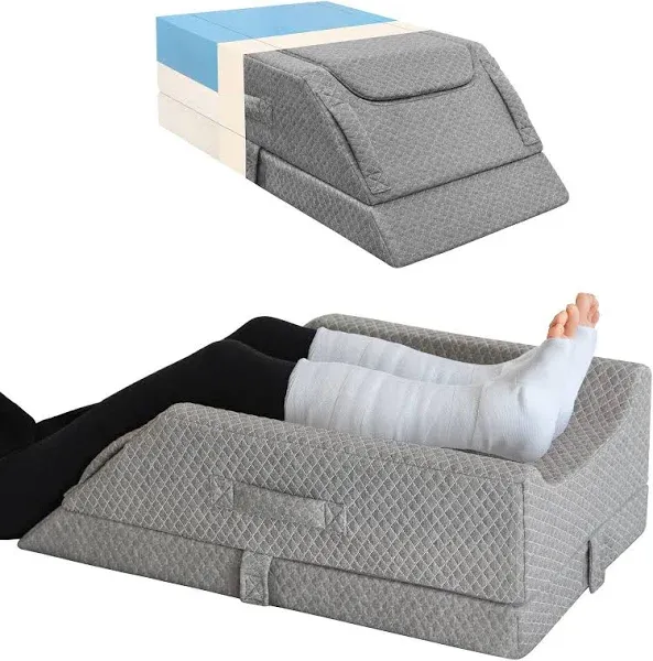 Height-Adjusta<wbr/>ble Cooling Memory Foam Leg Elevation Pillow - Post-Surgery Relief