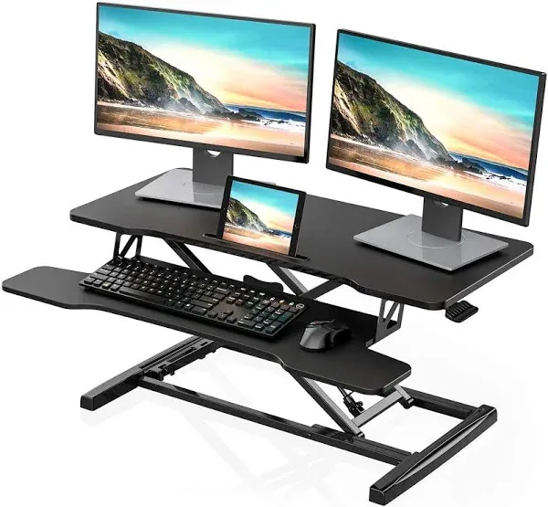 Fitueyes Height Adjustable Standing Desk 36 Inch Wide Sit To Stand Monitor Riser