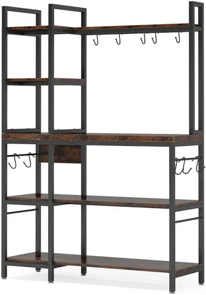 5-Tier Bakers Rack,Utility Storage Shelf with Storage Hutch