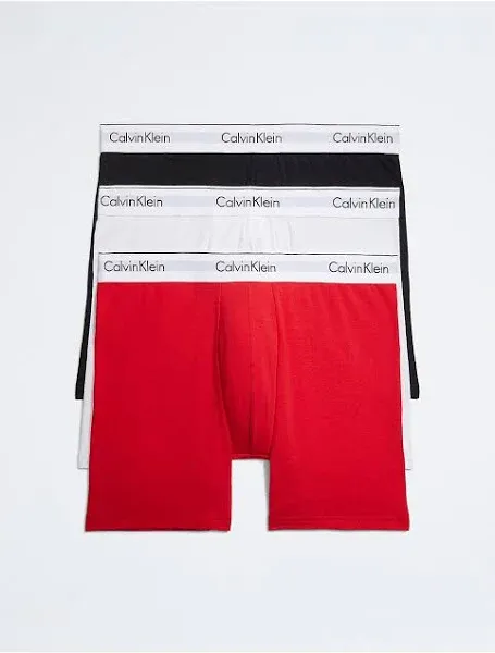 NEW Calvin Klein Modern Cotton Stretch 3-Pack Boxer Briefs MEN XL Blk White Red