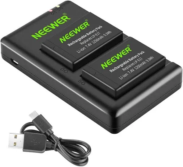 Neewer 2-Pack LP-E17 Replacement Battery &amp; Dual USB Charger for Canon EOS RP