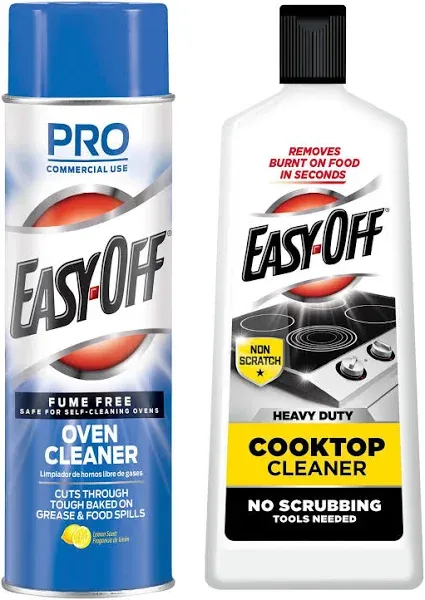 Easy-Off Fume Free Oven Cleaner, Destroys Tough Burnt on Food and Grease, 24 Oz Heavy Duty Cooktop Cleaner, Removes Burnt on Food in Seconds, Non-Scratch, No Scrubbing Tools Needed, 16 Oz