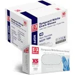 Basic Medical Blue Nitrile Exam Gloves, XS - Latex-Free & Powder-Free - NGPF-7000(Case of 1,000), X-Small