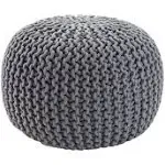 Jaipur Living Spectrum Pouf Textured Gray Round Pouf