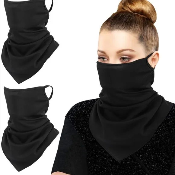 MoKo Scarf Mask Bandana with Ear Loops 3 Pack, Neck Gaiter Balaclava Dust UV Sun Protection Outdoors Face Mask for Women Men