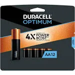 Duracell Optimum Batteries, Alkaline, AA, 1.5V - 12 batteries