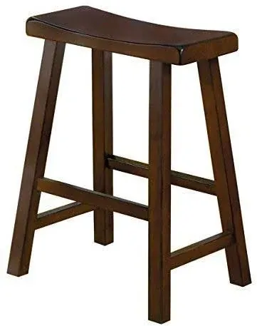 Homelegance Saddleback 24-Inch Height Barstool, Cherry, Set of 2