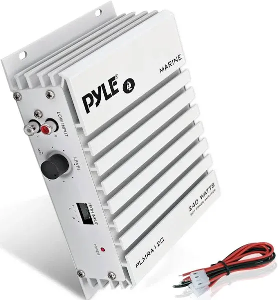 Pyle Hydra Marine Amplifier - Upgraded Elite Series 240 Watt 4 Channel Audio Amplifier - Waterproof, 4-8 Ohm Impendance, GAIN Level Controls, RCA Stereo Input & LED Indicator (PLMRA120)