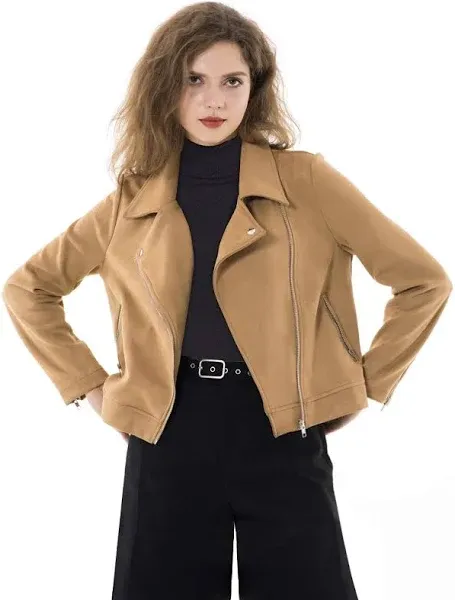 Olive faux suede moto jacket L