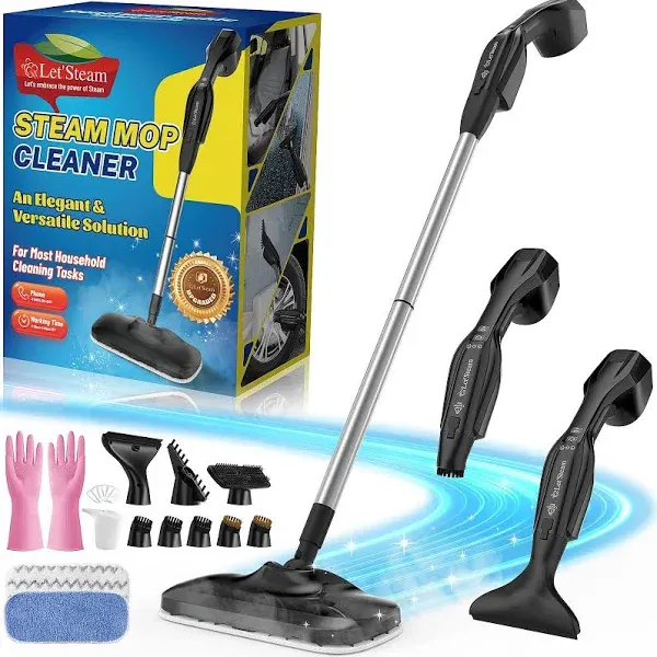 Let&#039;Steam Fastest Heating Steam Mop with Detachable Handheld Steam Cleaner, P...