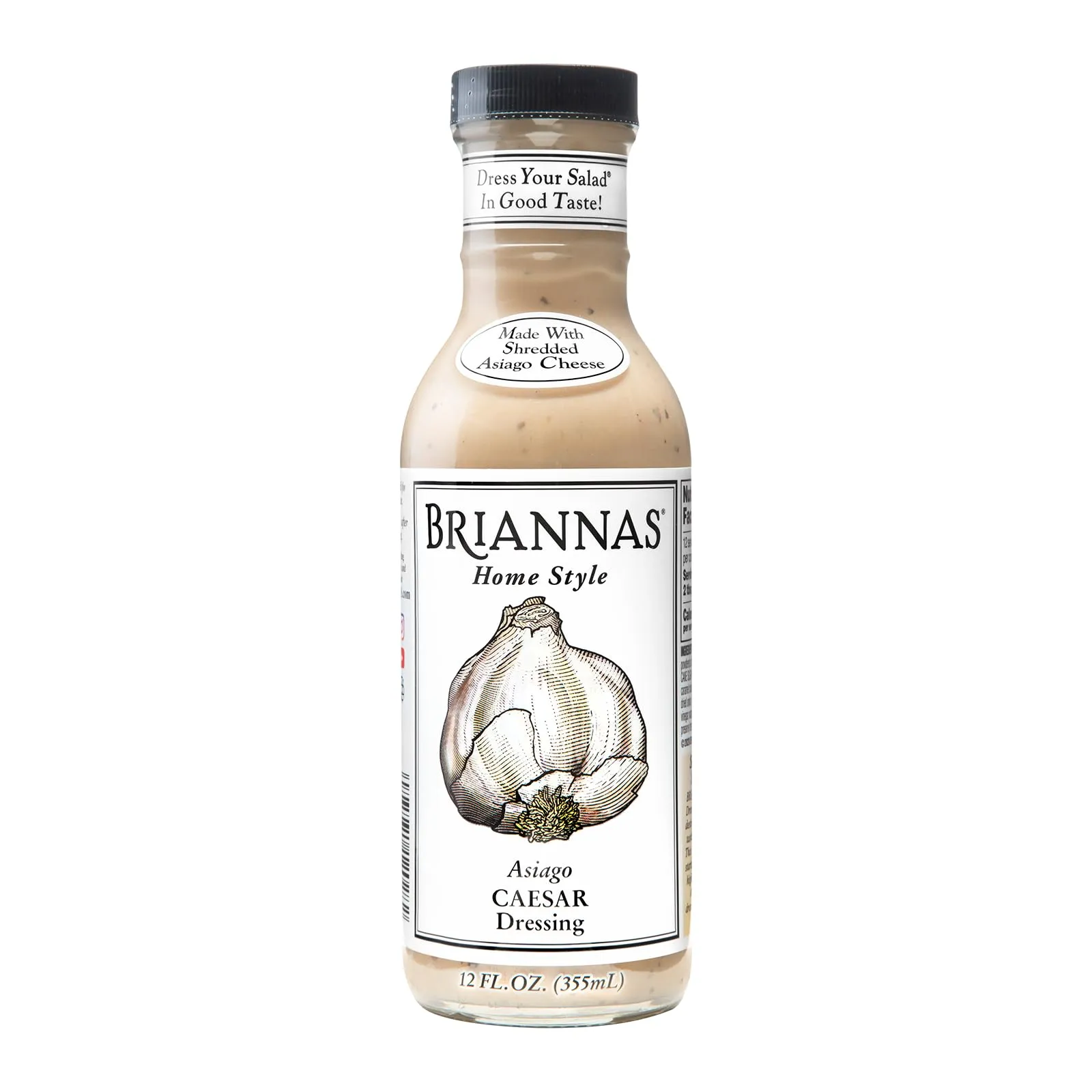 BRIANNAS - Home Style Asiago Caesar Dressing – Fine Salad Dressing made with Premium Ingredients - Gluten Free & Low Sugar Dressing - 12 oz. Bottle