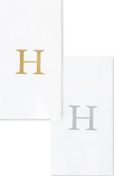 AH AMERICAN HOMESTEAD Lettered Disposable Hand Towels - Monogrammed Paper Hand Towels for Wedding, Guest Bathroom & Kitchen - Disposable Decorative Monogram Napkins - Set of 25 - Gold Letter L