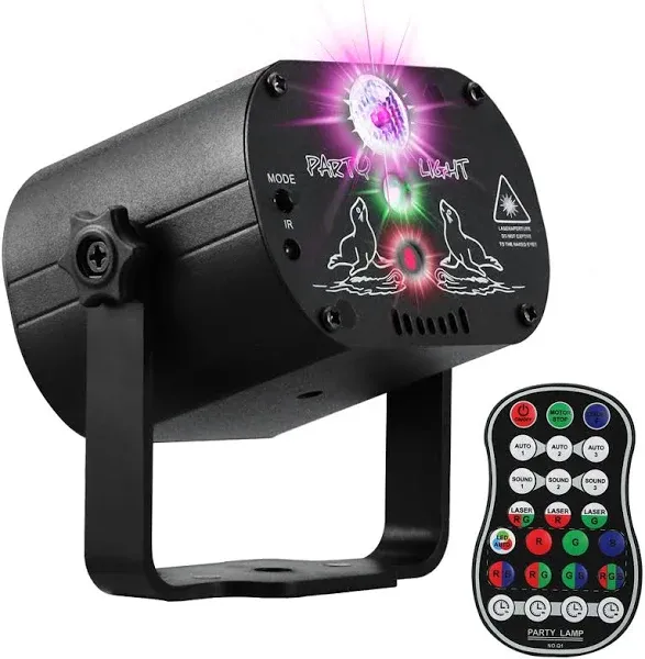 DJ Laser Party Lights, RGB LED Disco Light, Sound Activated Projector Strobe Lig