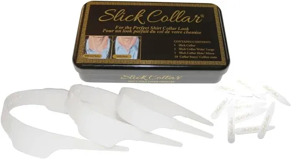 Slick Collar Adjustable Shirt Collar Support for Collar Stays and Plackets for Men and Women