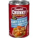 Campbell's Chunky Hearty Bean and Ham with Natural Smoke Flavor Soup, 19 oz.