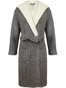 John Christian Men's Hooded Fleece Robe, Dark Gray Marl