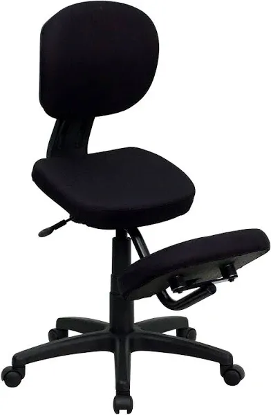 Mobile Ergonomic Kneeling Posture Task Office Chair with Back in Black