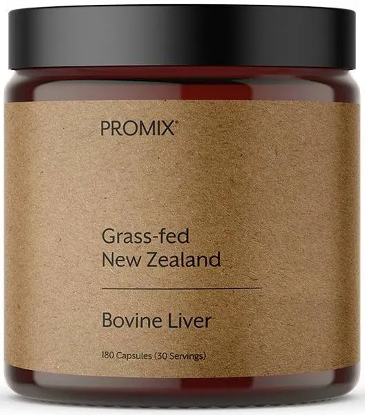 Promix Nutrition Grass-fed New Zealand Bovine Liver Raw Liver 180 Capsules