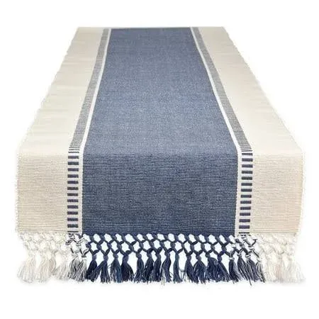 DII Dobby Stripe Woven Table Runner 13x72-inch French Blue