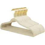 Velvet Hangers 36 Pack Non-Slip Felt Golden Hook Beige Space Saving