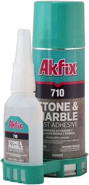 Akfix 710 Stone & Marble Kit (CA Glue 1.70 oz.) with Spray Adhesive Activator (6.70 fl oz.)