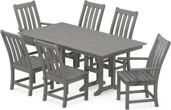 Polywood Vineyard 7-Piece Farmhouse Dining Set (Slate Grey)