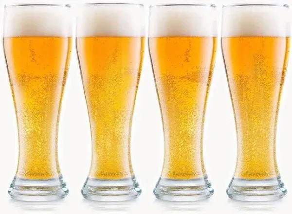 DU VINO USA Made Nucleated Pilsner Glasses- Etched Beer Glass for Better Head Retention, Aroma and Flavor - 16 oz Craft Beer Glasses for Beer Drinking Bliss - 4 Pack