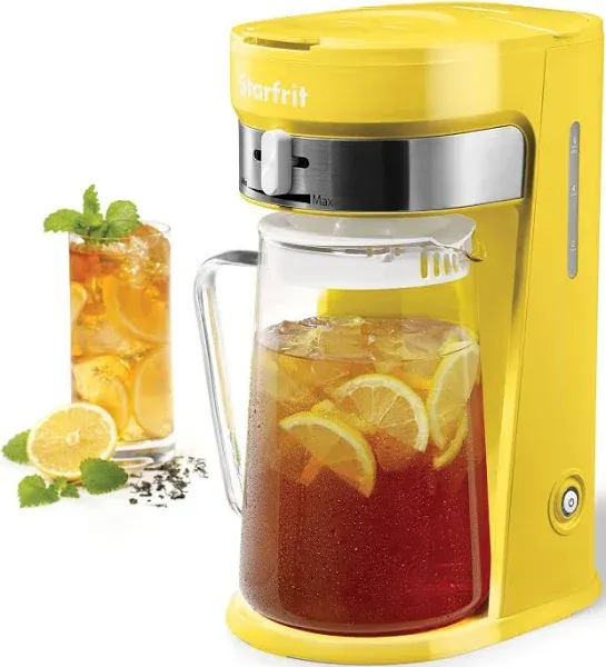 Iced Tea Brewer Coffee Maker 10-Cup Yellow Reusable Nylon filter Glass Pitcher