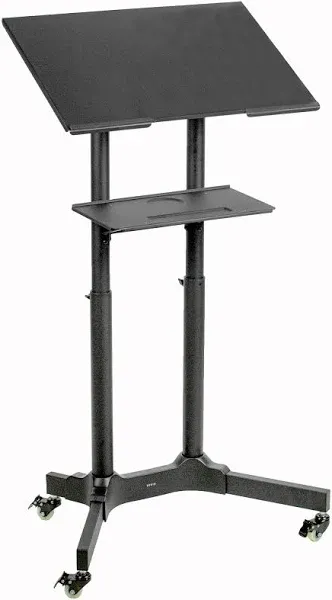 Vivo Black Mobile 24&#034;  Adjustable Rolling Podium, Lectern, Laptop Workstation