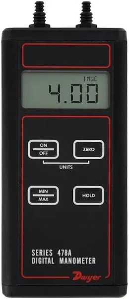 Dwyer 478A-0 Digital differential manometer, range -4 to 4" w.c.