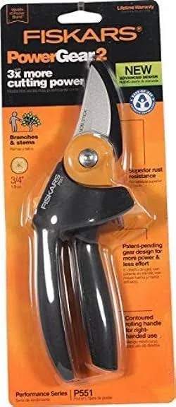 Fiskars Black/Orange Power Gear Softgrip Bypass Pruner 10 inch