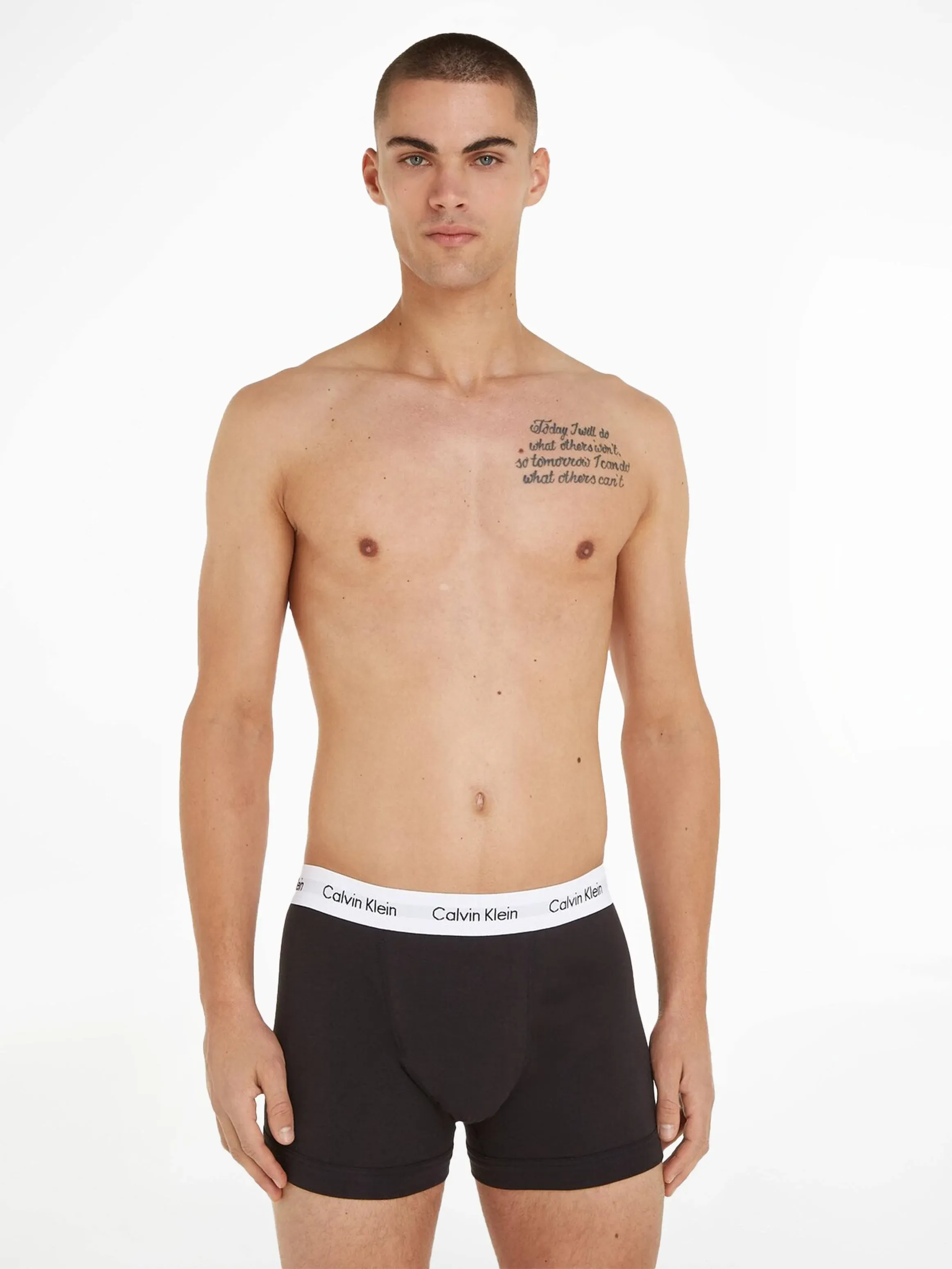 Calvin Klein Men's 3 Pack Cotton Stretch Trunks - Black