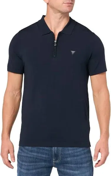 Guess Men's Dane Solid Quarter-Zip Tech Polo Shirt