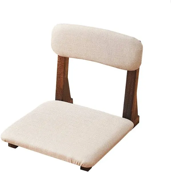 Japanese Floor Chair,Tatami Zaisu Meditation Chair Indoor Outdoor with Back Support,Bed Chair,Yoga Chair,Legless Chair Floor Seating(Wood with Cushion)