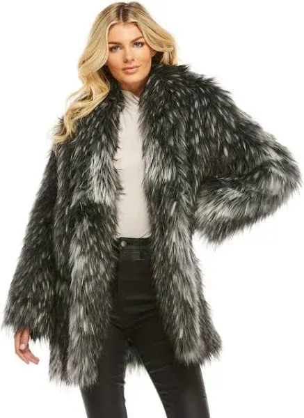 Fabulous-Furs Donna Salyers Cape Fox Faux Fur Shawl Collar Coat