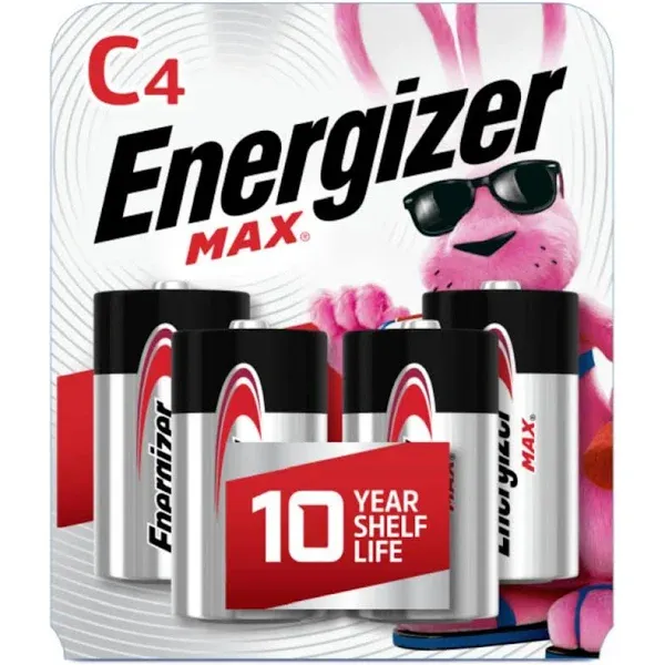 Energizer Max Batteries, Alkaline, C4 - 4 batteries