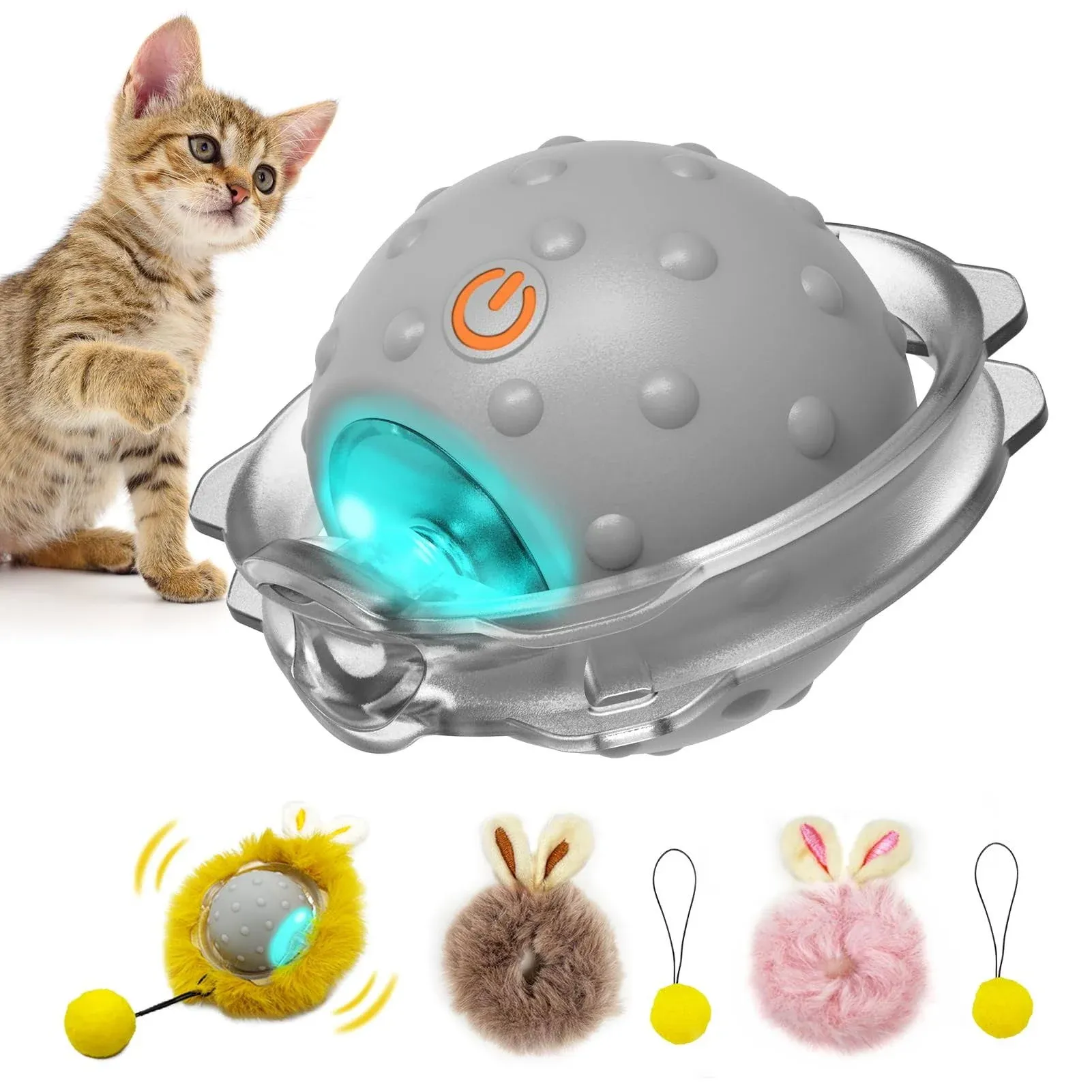 Sofolor Smart Interactive Cat Toys - Automatic Cat Toys for Indoor Cats, USB Rechargeable Cat Ball Toys with LED Lights, Electric Cat Mice Toys, Auto On/Off