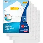 Avery 14433 Easy Peel White Label Tab Dividers 8-Tab 4/PK White