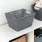 Simplify Medium Rattan Storage Tote Basket in Charcoal