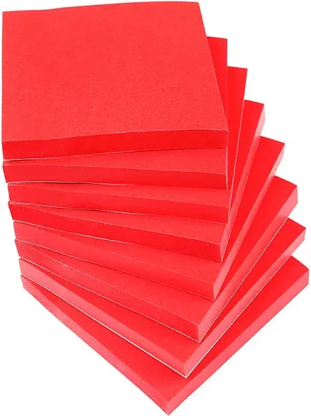 Juvale 8 Pack Bright Red Sticky Notes