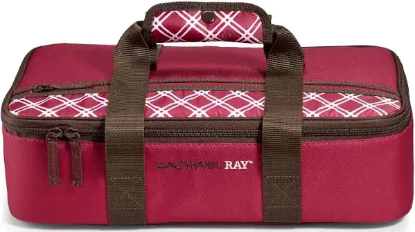 Rachael Ray Lasagna Lugger, Thermal Insulated Casserole Carrier for Hot or Cold Food, Lugger Tote for Pockluck, Parties, Picnic, and Cookouts, Fits 9" x 13" Baking Dish, Burgundy