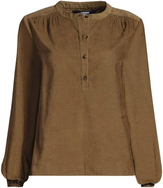 Women's Lands' End Pinwale Cord Smocked Popover Shirt