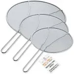 U.S. Kitchen Supply 13 inch, 11.5 inch, 9.5 inch Stainless Steel Fine Mesh Splatter Screen with Resting Feet Set - Use On Boiling Pots, Frying Pans -