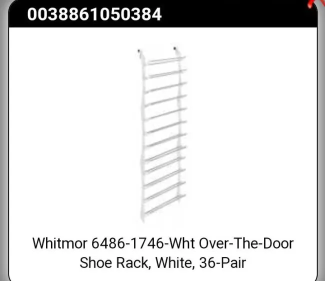 Whitmor Over the Door Shoe Rack