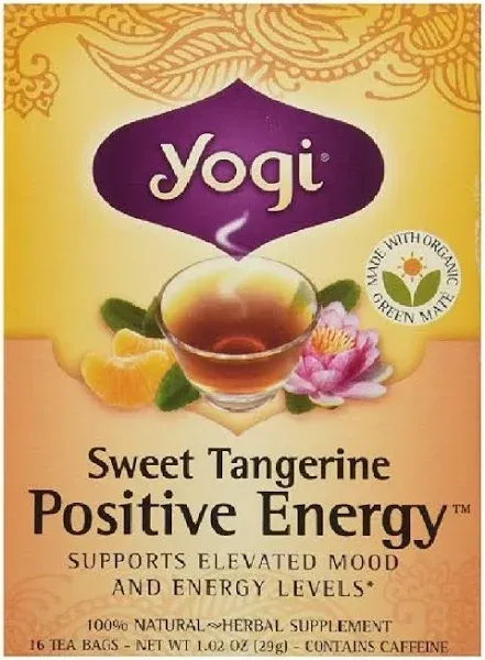 Yogi Tea, Sweet Tangerine Positive Energy, Organic Black Tea Bags, 4 Boxes of 16, Size: 4 Pack