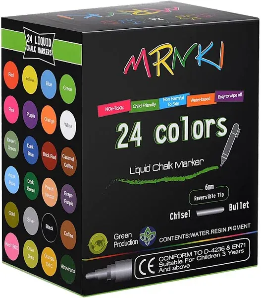 Liquid Chalk Markers 24 Color Branch Erasable Chalk Marker For Kids With Smooth 