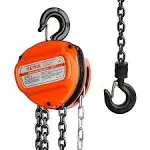 VEVOR Hand Chain Hoist 1 Ton 2200 lbs Capacity 20 ft Come Along G80 Galvanized Carbon Steel with Double-Pawl Brake Auto Chain Leading & 360°