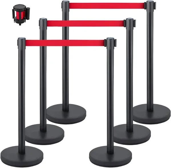 VEVOR Crowd Control Stanchion, Set of 6 Pieces Stanchion Set, Stanchion Set w/ 6